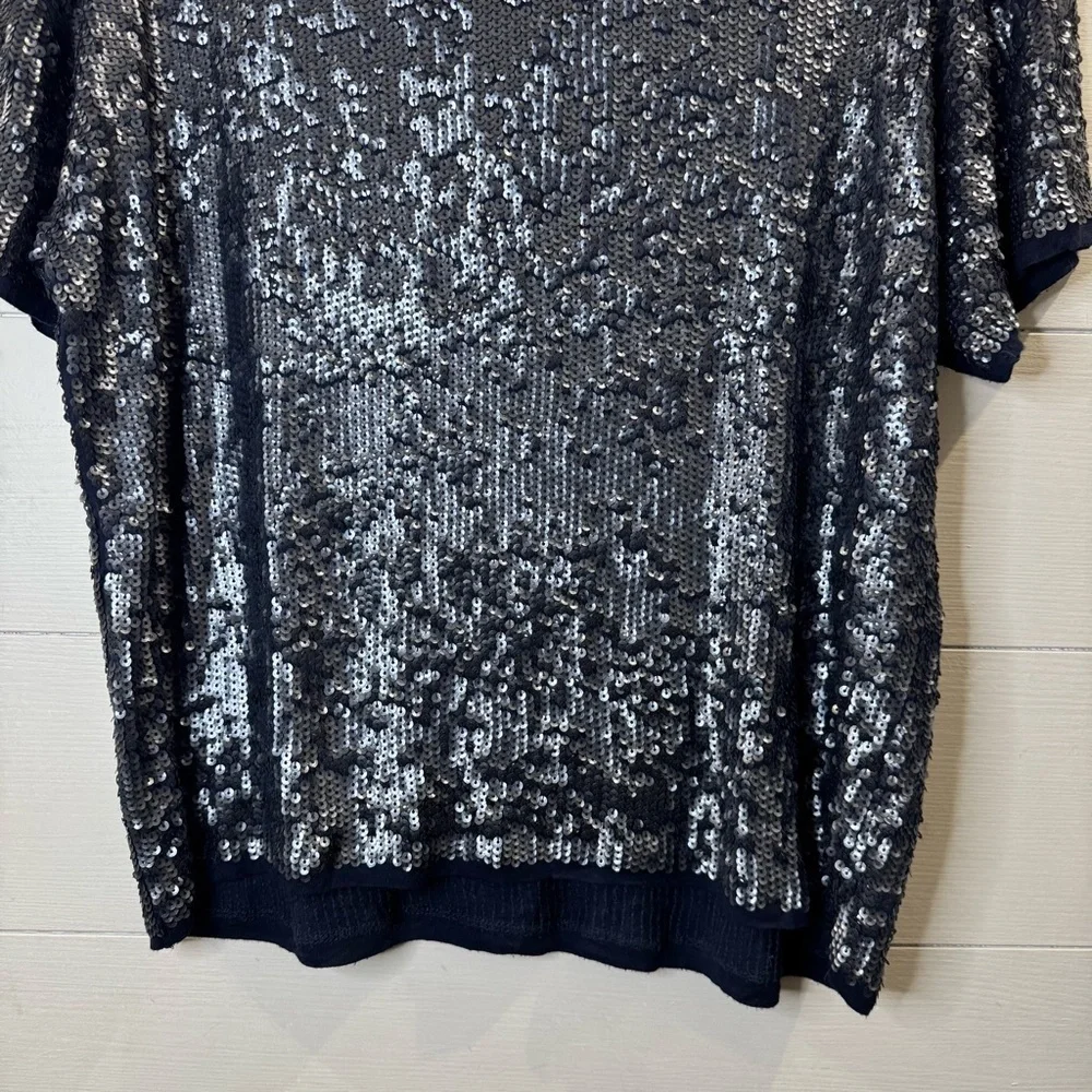 J.Crew Women's Navy Blue Sequined Beaded Slouchy Tee Size Medium